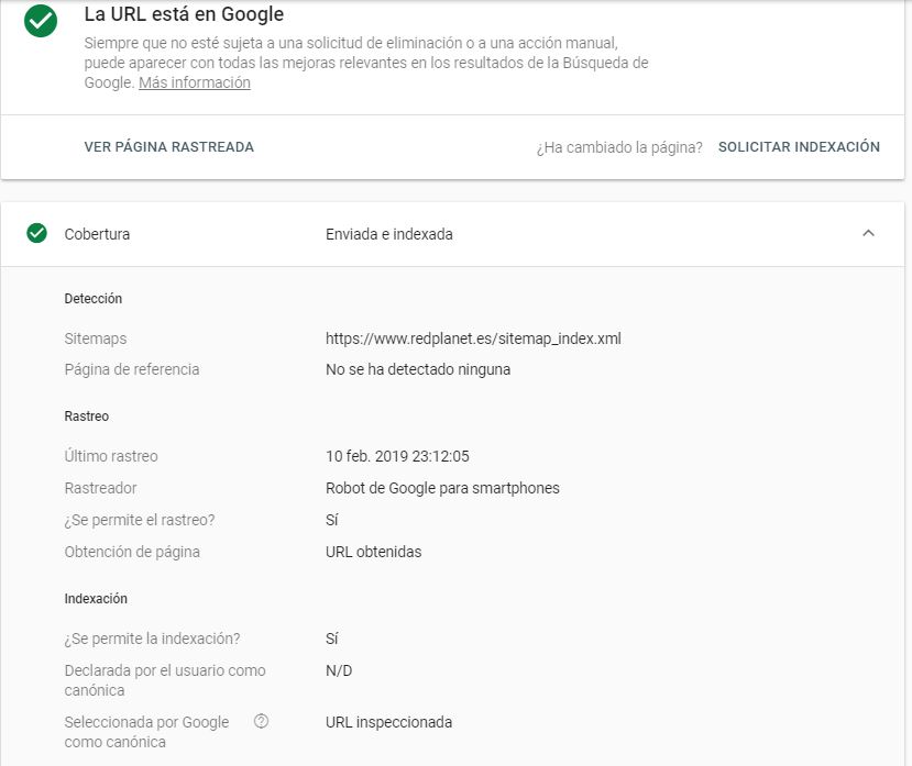 Herramienta de inspección de urls de Google. Herramienta de inspección de urls de Google.